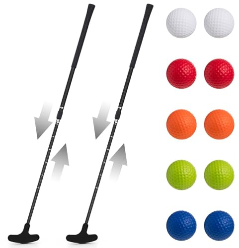 Lenwen 2 Pcs Adjustable Golf Putter, Two Way Handed Mini Club, Black
