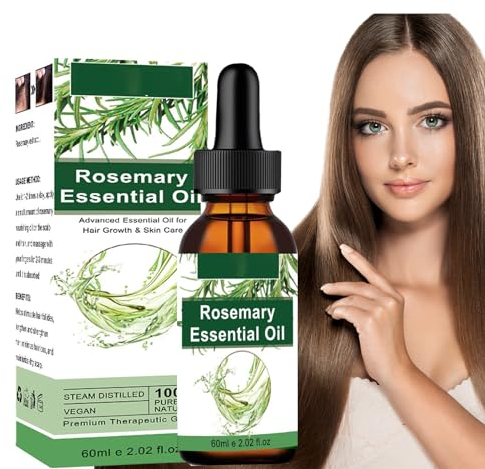 Rosmarinöl Haare 60ml, Hair Essential Oil, Rosmarinöl Haare Bio, Rosemary Oil for Hair, Rosmarin öl Haarwachstum für Kopfhaut Massager, Nährt Die Kopfhaut, Rosmarinöl für Männer und Frauen