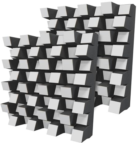 Lot de 2 diffuseurs acoustiques | Diffusion 2D | Réflexion – Diffusion – Absorption – Insonorisation | Panneau d'art mural | Plaques de couleur : (Blanc, SIRIUS (150 mm))