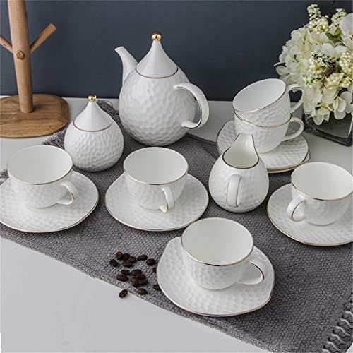iumLeap Ensemble de tasses à café en porcelaine blanche de style européen - Service à thé de l'après-midi - 15 tasses à café en céramique - Blanc/comme indiqué (blanc comme indiqué)