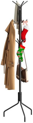 FILWH Coat Rack Freestanding Coat Tree Standing Coat and Hat Hanger Jacket Organizer Rack Metal,18.3 L x 18.3 W x 71.5 H, Black