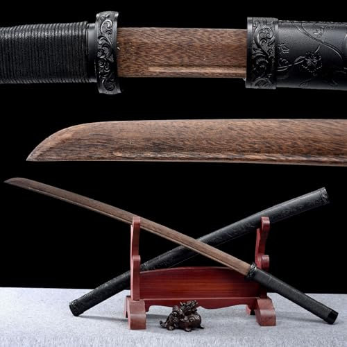 Bokken fatto a mano da 103 cm,spada da samurai in palissandro naturale,fodero in legno avvolto in pelle,katana in legno in stile giapponese per allenamento kendo,regali,esposizioni,cosplay,Halloween