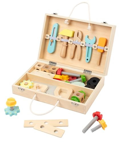 Werkzeugkoffer Kinder Spielzeug Werkzeug Kinder Holz Holzbaukasten Kinderwerkzeug Lernspielzeug Werkzeug Koffer Kinder Weihnachten Geschenk Kinderspielzeug Spiele