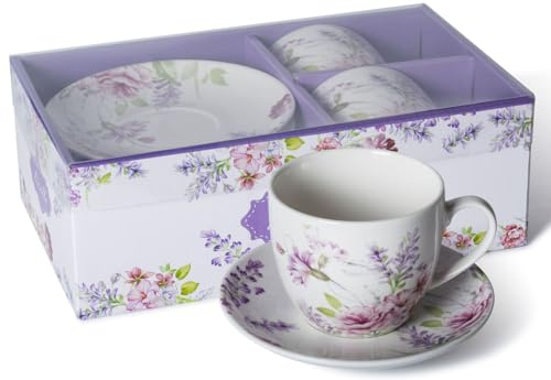 LIVELLO Porzellan-Tassenset – 2 Kaffeetassen mit Untertassen (250 ml/14 cm), stilvolles Design, ideal für Kaffee oder Tee, Geschenkidee, Kaffeetassen-Set