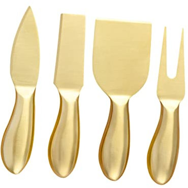 OUNONA Kit De Cortadores De Queso Acero Inoxidable Dorado 3 Piezas Tenedor Para Queso Duro y Semiblando Herramienta De Cocina Para Servir Cenas y Eventos