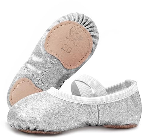 GroYolan Scarpette da Danza Classica per Bambina e Ragazza, Scarpe da Balletto Glitter con Suola Spezzata, Pantofole da Ginnastica Ritmica per Lezioni, Saggi e Spettacoli