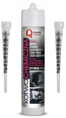 QMAR Injektionsmörtel 300 ml Chemische Anker, Universalmörtel, wetterfester Mörtel für den Innen- und Außenbereich, Mörtelmasse für Lasten in allen gängigen Baustoffe + 2x Mischer