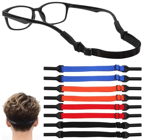 8 Pièces Cordon Lunettes pour Femme Homme Enfant, Cordons à Lunettes Ajustable Sans Queue, Néoprène Cordons à Lunettes Pour Lunettes de Soleil et Lunettes de Sport Les Enfants Les Hommes Les Femmes