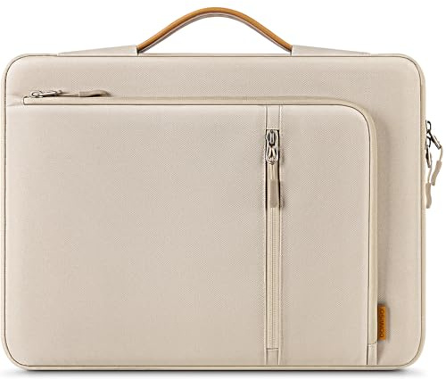 DOMISO 14 Zoll Laptoptasche Wasserdicht Ultra Slim Notebookhülle mit Griff für MacBook Pro M4/M3, Dell XPS 14, HP Spectre, Lenovo ThinkPad, Beige
