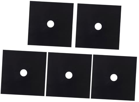 SHINEOFI Lot de 5 Tapis de Protection pour Brûleurs à Gaz 27x27 Cm Noir Épais 0,2 Mm, Couvercles Réutilisables Antiadhésifs pour Plaques de Cuisson, Nettoyants Faciles D’utilisation,