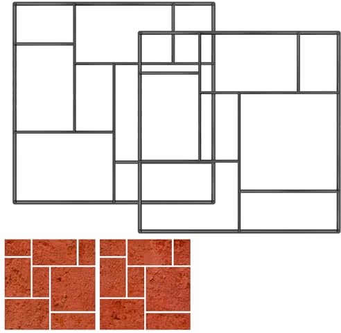 PEILU 2 Stück Quadrat Betonform Kunststoff Pflasterform DIY Steinmauerwerks Formen für Landschaftsbau im Freien Tragbare Trittsteinplatte, Mauersteine Gießform für Terrassen/Bodenplatten/Gehwegen