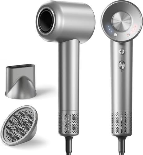 Hair Dryer, 160000 RPM High-Speed Ionic Hair Dryer with Magnetic Diffuser, Fast Drying Blow Dryer for Women, Frizz Control, Low Noise Hair Dryer for Home & Salon