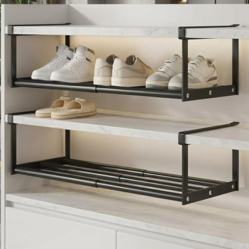 XunHe 2 Stück Schuhorganizer Hängend für Kleiderschrank - 40-70cm Verstellbares Hängendes Schuhregal Ausziehbar, Metal hängekorb schuhregal für Kleiderschränken Schuhschrank