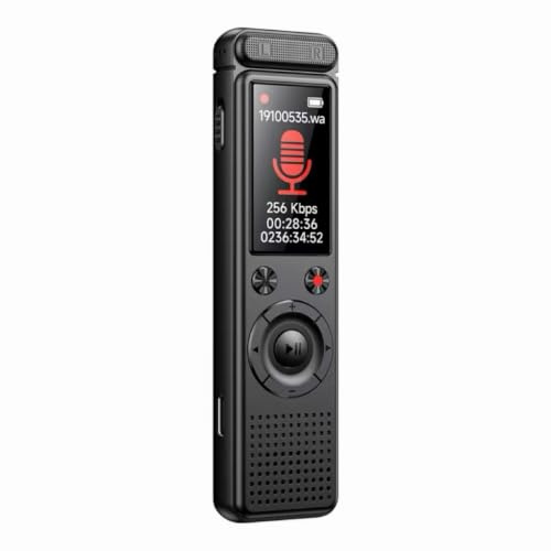 Gonikli Grabadora de Voz Espia, Memoria de 64 GB, Desbloqueo de Contraseña, Grabadora Voz con Reproductor MP3, Grabadora de Voz Recargable por USB para Reuniones y Entrevistas(10.5 * 2.8 * 1.8)