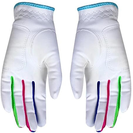 GFDSGRE Guante Golf Guantes de Golf Tela for Deportes al Aire Libre for niños y niñas, Transpirables, Antideslizantes, 1 par, 2 Colores, Blanco Rosa for(White,15)