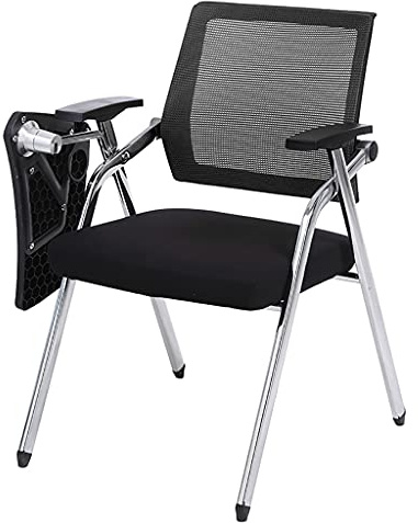 ckable Tablet armstol för studenter och kontor, hopfällbara konferensrumsstolar med skrivbord monterat, bordssäte för möten och arbete (Nero)