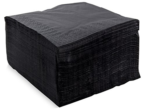 MORIGAMI SER42204960 Napkin 40 x 40 cm, 2-Ply, 1/4 Fold, 100 Napkins, 2-Ply, Smooth with Border, Black