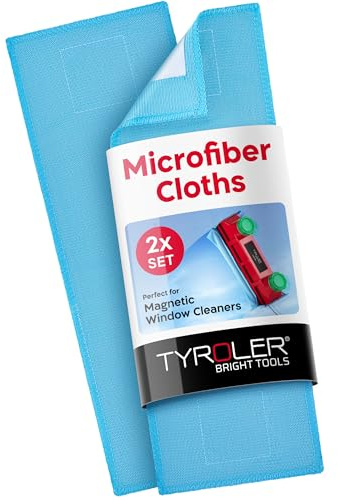 Tyroler Premium Replacement Microfiber Cleaning Cloths | Pack of 2 | | Exclusively Designed for The Glider Magnetic Window Cleaner | Ultra-Soft, Non-Abrasive & Highly Absorbent (Blue - Pack of 2)
