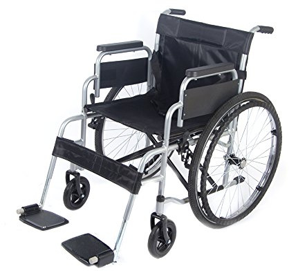 Lightweight Folding Wheelchair, PALDIN self propelled Portable Wheelchair with Running Brakes, Removable Footrests, Armrest (Silver)