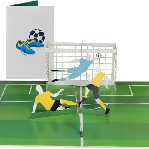 Sweetpopup® 3D Pop-Up Karte Fußball – Glückwunschkarte für Fußballspieler & Fans – Ideal als Gutschein oder Geldgeschenk zum Geburtstag & Fußballspiel – 166