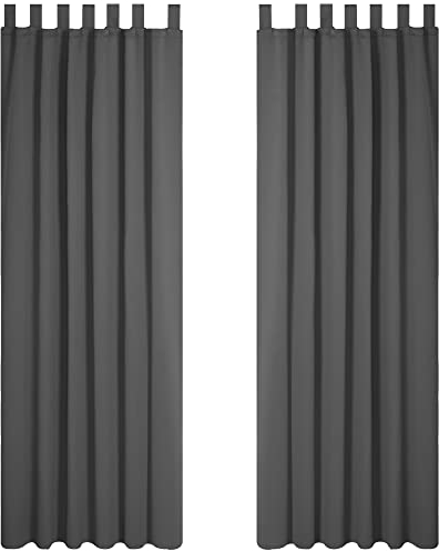 Deconovo Verdunkelungsgardinen Schlaufenschal Thermo Gardinen, 200x140 cm(HöhexBreite), Dunkelgrau, 2er Set