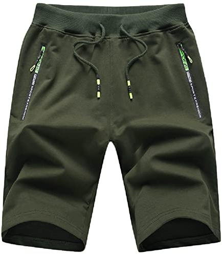 JustSun Herren Shorts Kurze Sporthose Baumwolle Stretchstoff mit Reißverschluss
