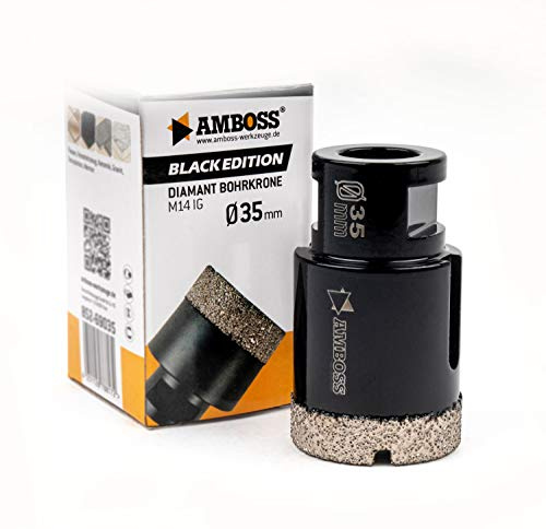 Amboss - Diamant Bohrkrone 35 mm (M14) für Winkelschleifer | Geeignet für Feinsteinzeug, harte Fliesen, Granit etc.