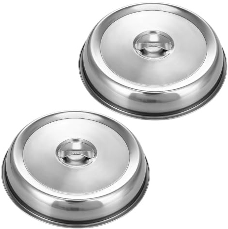 Housoutil 2 Stücke Speiseglocke Edelstahl Teppanyaki Deckel Tellerglocke Edelstahl Pfannendeckel Tellerhaube Fliegenhaube Burger Haube Dome Glocke Ersatzdeckel für Kochtopf Töpfe Pfannen Zubehör 26CM