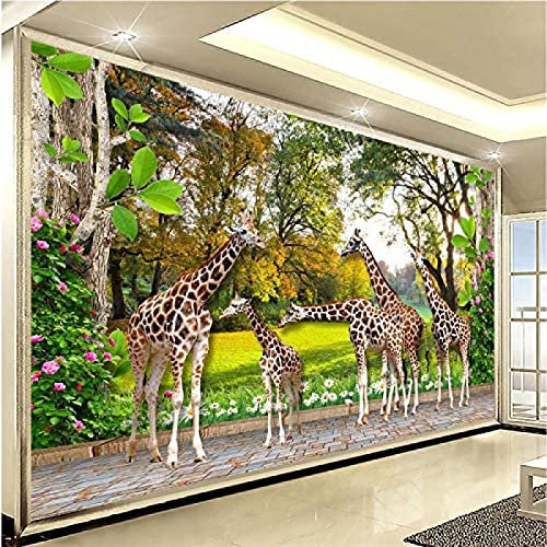 XLMING Papel tapiz 3D Papel tapiz del mundo animal Papel tapiz de jirafa Hogar y dormitorio Sala de estar H Decoración Fotomural sala Sala de estar Pared Pintado Papel tapiz no tejido-430cm×300cm