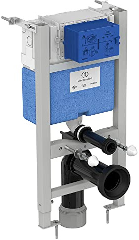 Ideal Standard ProSys Pneumatic Wall Hung Toilet Frame and Cistern, 820mm Height, 150mm Depth, Front or top Flush Operation, R031267, Blue/Grey/White