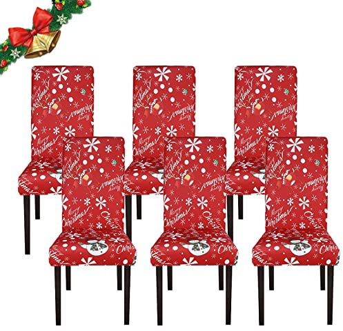 Jaotto Stuhlhussen für Esszimmer, dehnbar, Universalbezug, waschbar, für Esszimmer, Weihnachten, Festival, 6 Stück