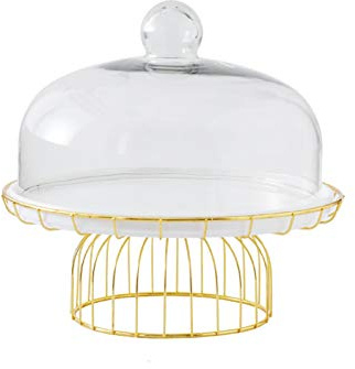 ZEELYDE Food Covers,Splatter Covers,Household Pastry Trays With Lid, Afternoon Tea Party Cake Display Stands Round Ceramic PlatesLead-free Glass Dome Cover Cheese Dome
