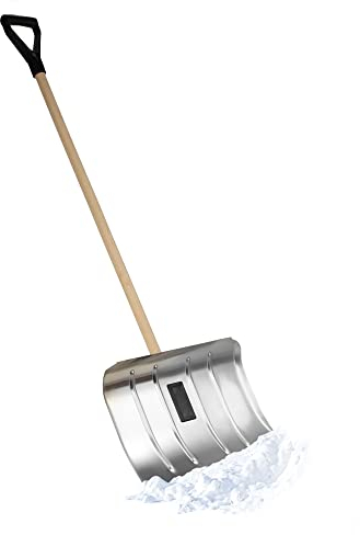 KADAX Pala da neve in alluminio, pala da neve con manico in legno e impugnatura a D, pala da neve ergonomica, robusta pala da neve (50 cm di larghezza)