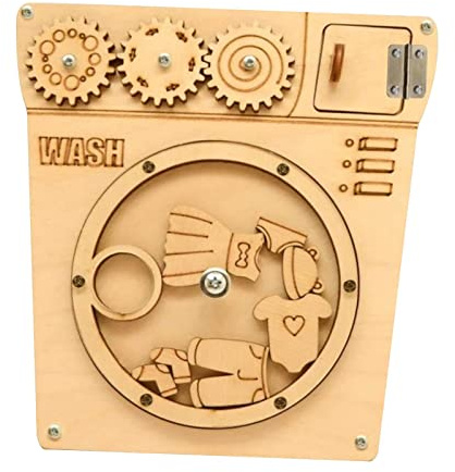 Milageto Kids Busy Board DIY Accessories Material Early Education Teaching Aids Basic Skill Learning Activities Activity Board for Travel Children, Washing Machine