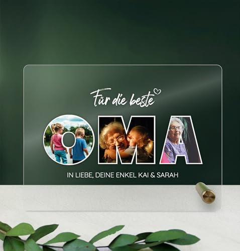 Oma Geschenk Acryltafel Foto Geschenk - Personalisierte Geschenke, Familien Geschenk, persönliches Geschenk, Fotoalbum aus Glas, Fotogeschenke, Eigenes Foto, die schönsten Momente - Oma Geschenke