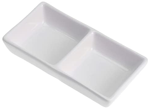 Kichvoe Ceramic Divided Sauce Dish 2-Compartment Appetizer Serving Tray Snack Serving Tray for Soy Sauce Vinegar Ketchup Condiments Home Kitchen Gatherings 4.72 X 2.75 in