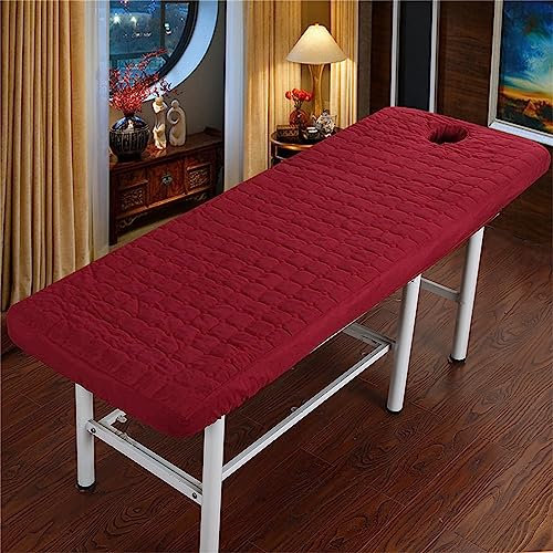 Highdi Bezug für Massageliege mit Loch, Waschbare Beauty Bettbezug Elastisches Massagetische Bezug Atmungsaktiv Weiches Massagebett für Spa, Schönheits- und Gesichtssalon (185x70cm,Rot)