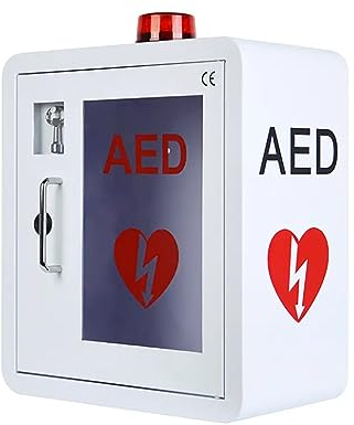 AED-Schrank, Aufbewahrungsschrank Für Erste-Hilfe-AED-Defibrillatoren Mit Dreieckigem Schloss Und 2 Schlüsseln, Hochwertigem 1,2-mm-Stahl Und Alarmsystem, Für Zuhause/ Büro/ Krankenhaus/ Öffentliche