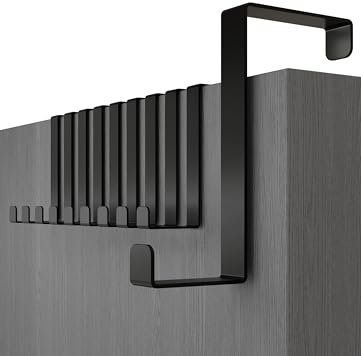 Menz Over Door Hanger – Set of 10, Black - Holds 8KG - Coat Hanger 3.6 cm (1.4) and 4.6 cm (1.8), Coat Hooks for Door, Hangers for Clothes