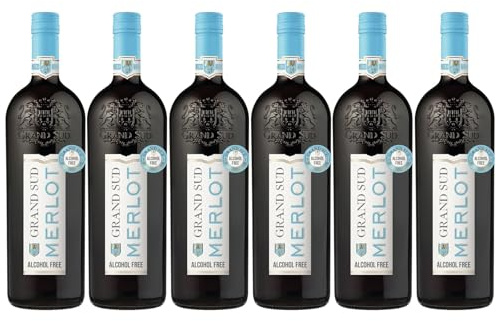 Grand Sud – Vino Rosso Analcolico, Merlot Morbido e Fruttato (6 x 1 L)