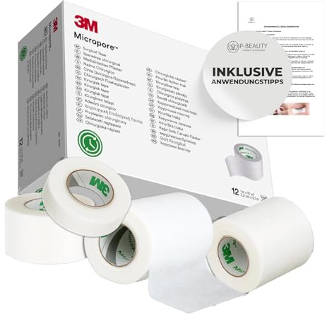 Micropore Vliespflaster Tape Weiß mit Anwendungstipps by P-Beauty für Wimpernverlängerung, Pflaster - Hypoallergen, Atmungsaktiv & Wasserfest - Klebeband für Haut & Lash Extensions (2,5cm 5x)