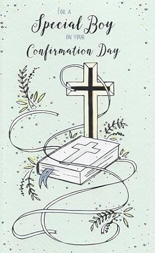 Confirmation Congratulations Card for Him/Boys - Special Boy - Bible and Cross - Special Finish - Made in the UK