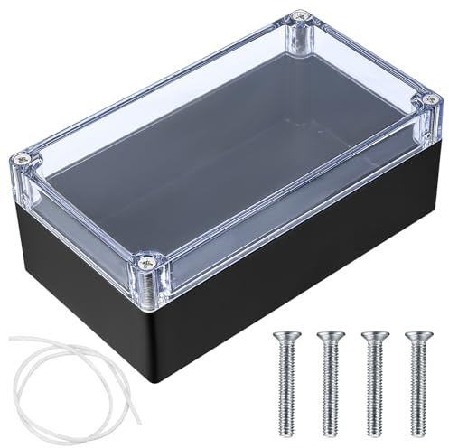 Kopplingsbox, kopplingsdosor, IP65 vattentät elektronisk låda för vägg utomhus, anslutningsbox med fast öra (svart, ljust skydd utan öron, 158 x 90 x 60 mm)