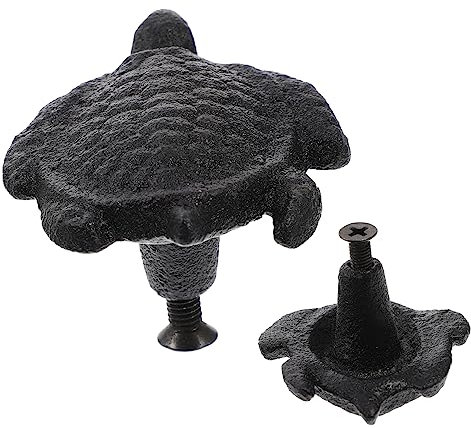 FOYTOKI 2stücke Gusseisen Möbelgriff Im Meeresdesign Schwarze Schildkröte Für Schränke Für Kinderzimmer Und Küstenstil-dekoration