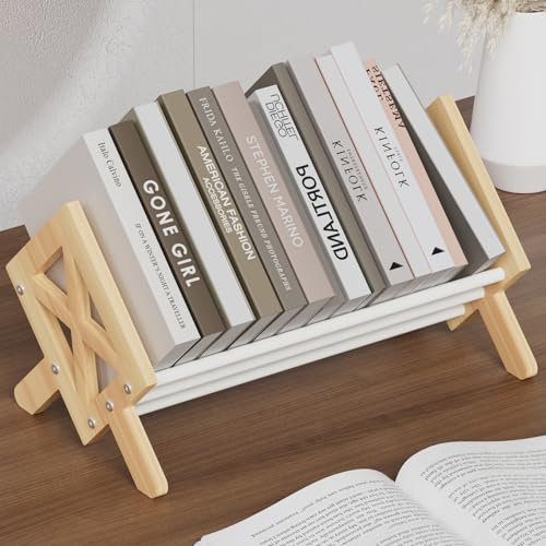 THYGIFTREE Kippbares Bücherregal aus Holz für Wohnzimmer/Zuhause/Büro, Schreibtisch Organizer, Bücherregal-Aufbewahrungsregal zur Präsentation von CDs/Magazine/Books Display