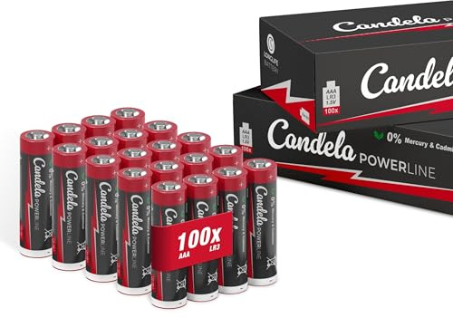 Candela Powerline Batterien AAA 100er Pack, 1,5V Leistungsstark und langlebig, AAA (LR3) Batterie für Haushalt und Büro