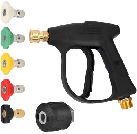 VZU 4000PSI High Pressure Washer Gun & Jet Wash Gun – Accessories for Karcher K Series, with 1 Adapter, 5 Nozzles & 1 Stubby Gun – Ideal for Washing Vehicles, Home & Gardenin