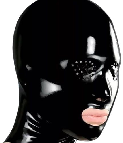 ZWBHSH SM Maske BDSM Latex Haubenmaske mit Reißverschluss Latexmaske Sex Fetisch Maske Bondage Maske Party Cosplay Halloween Gummimaske Club Mask Sexspielzeug Für Männer Frauen