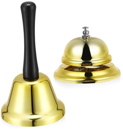 VINTORKY 2stücke Tischglocke Für Rezeption Kleine Serviceklingel Aus Metall Hotelklingel Für Schreibtisch Handglocken Für Restaurant Druckklingel Für Bar Kompaktes Design Klarer Klang