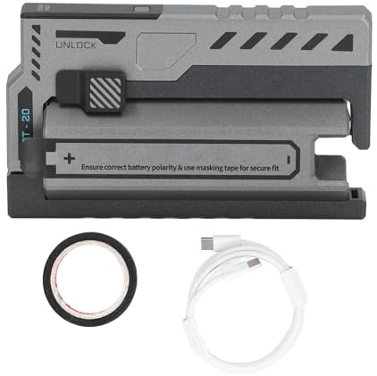 Chargeur Portable BT-20 2 en 1 avec Batterie Lithium Remplaçable Sécurité V0, Haute Efficacité, Design Ergonomique (Argenté)